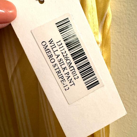 Reformation Willa Silk Satiny Comfortable Yellow Pants Omero Stripe 12 Flowy - Picture 6 of 10